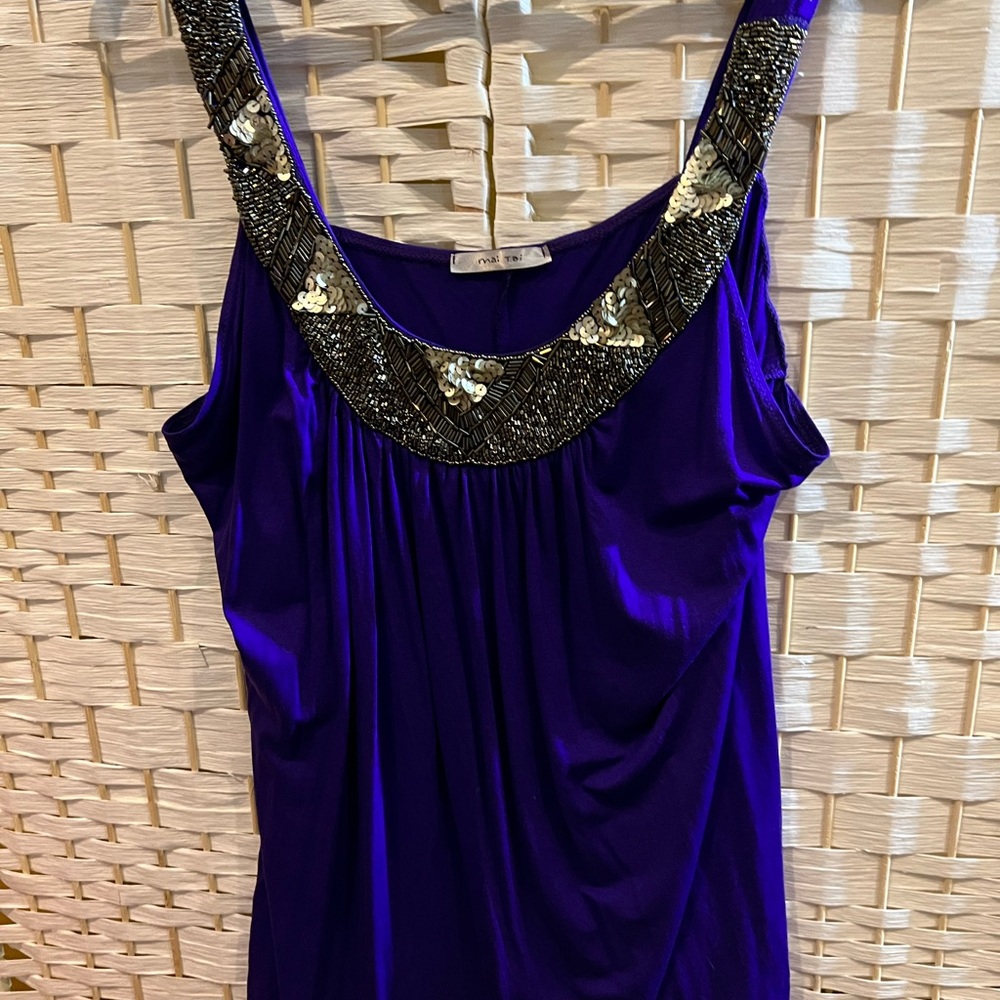 Mai Tai purple embellished neckline tank S/18